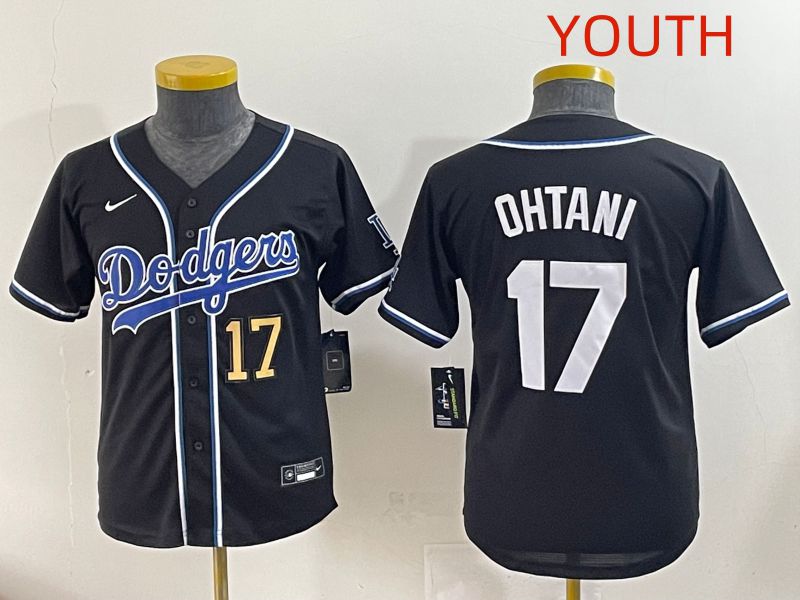 Youth 2025 Los Angeles Dodgers #17 Ohtani Black Three generations Fashion Nike MLB Jersey style 5